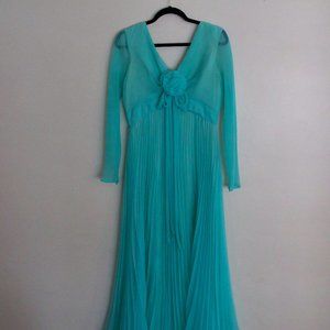 Vintage Miss Elliette Blue Pleated Dress